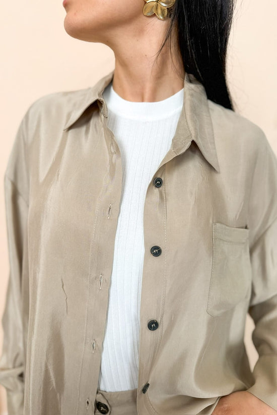 Camicia in cupro - BEIGE