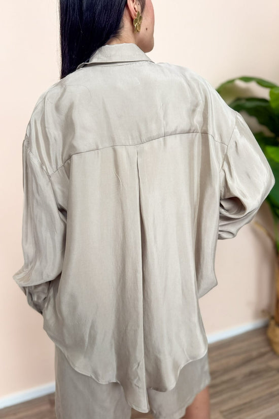 Camicia in cupro - BEIGE