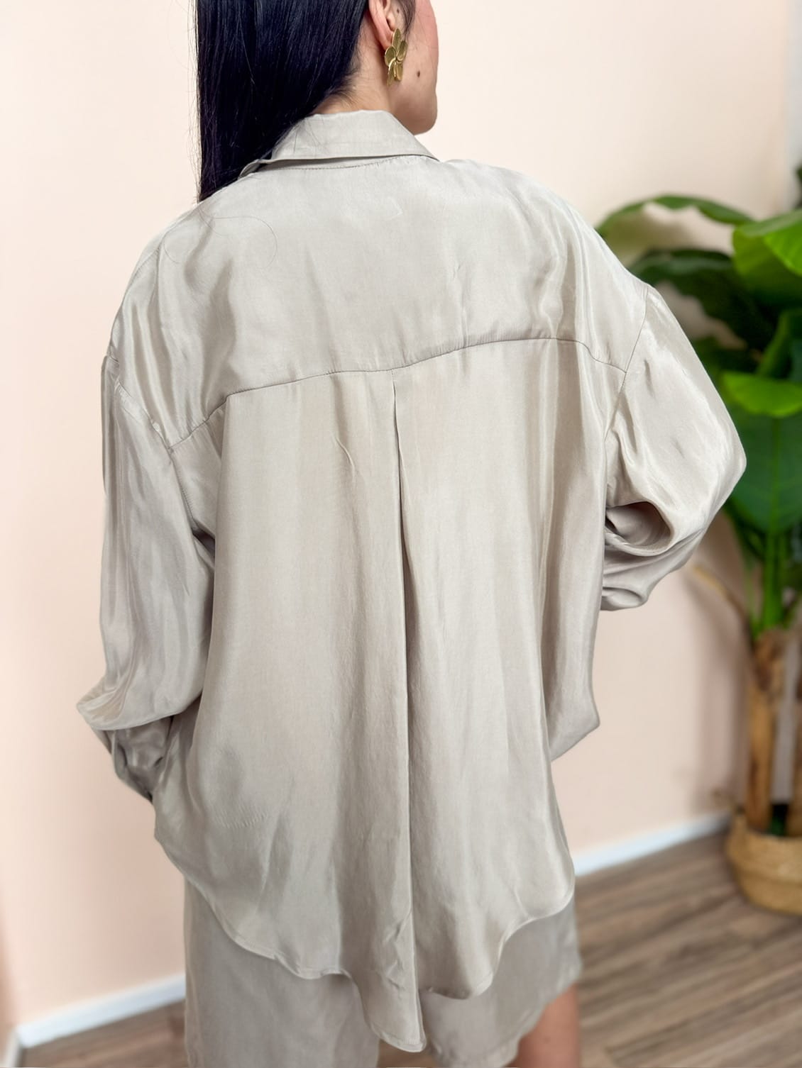 Camicia in cupro - BEIGE