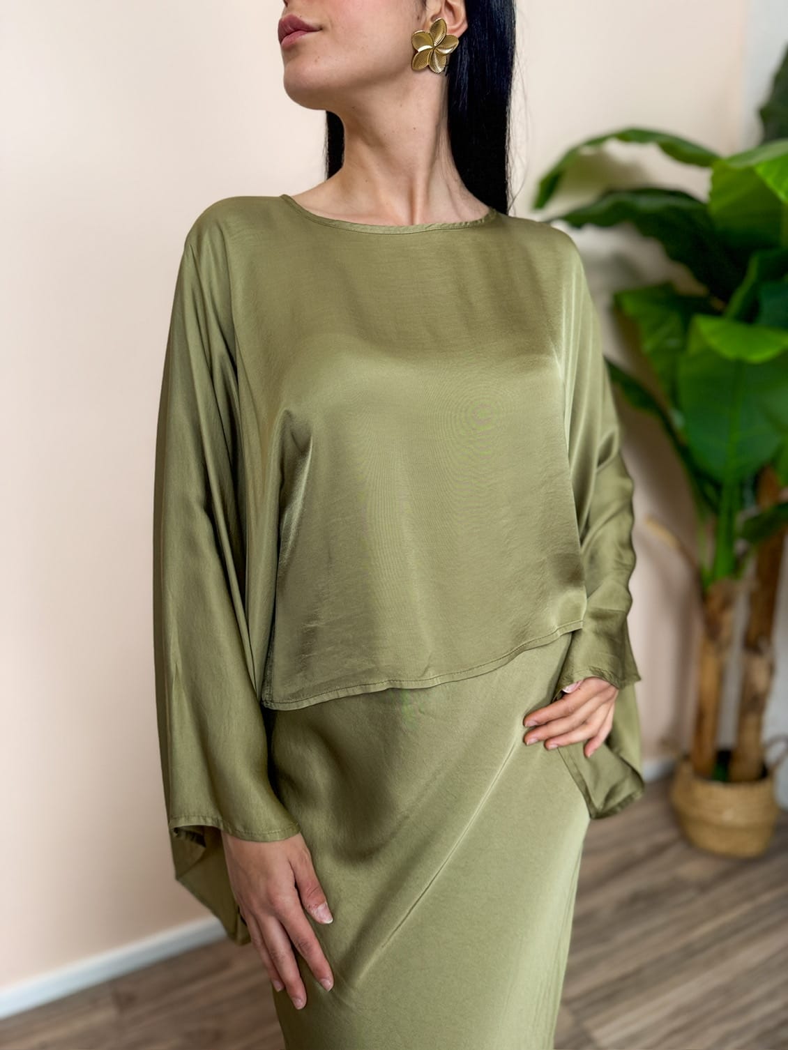 Blusa maniche over - VERDE