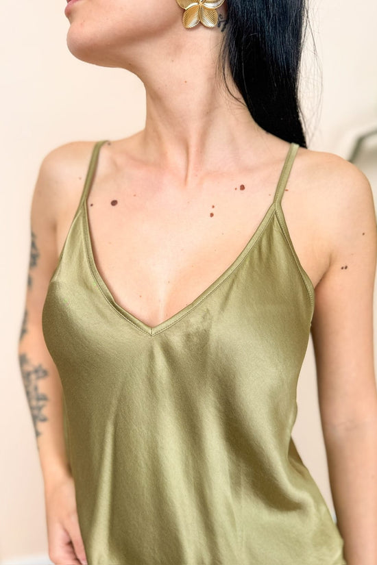 Top bretelle in viscosa - VERDE