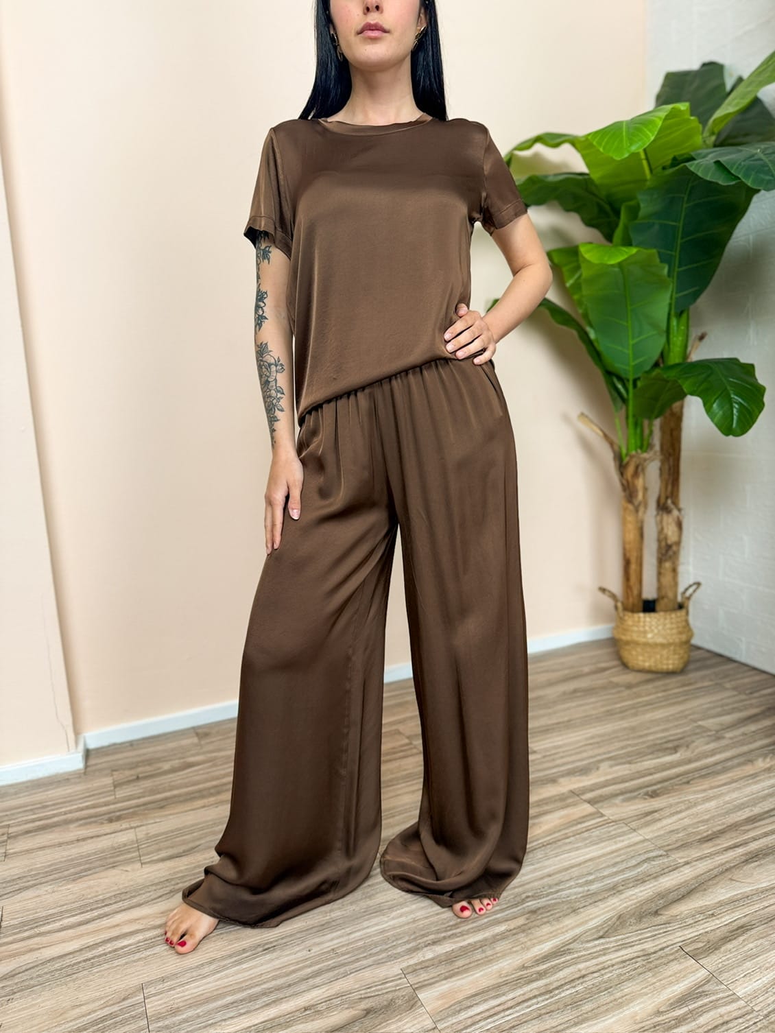 Blusa mezza manica - MORO