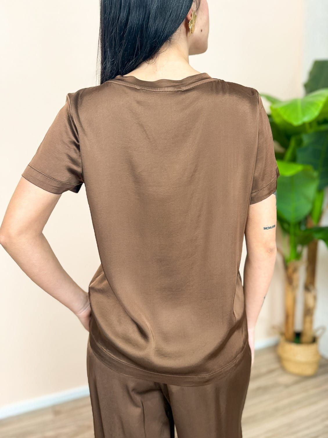 Blusa mezza manica - MORO