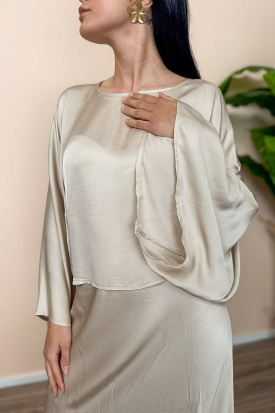 Blusa maniche over - BEIGE