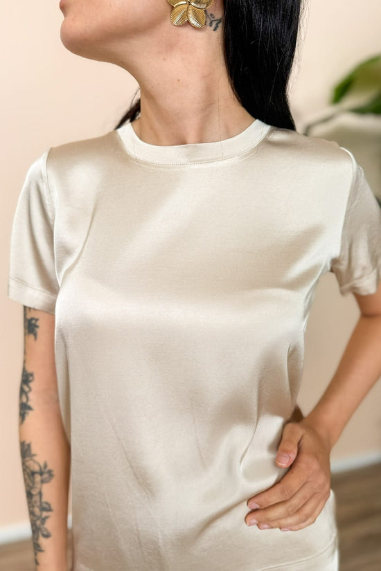 Blusa mezza manica - BEIGE