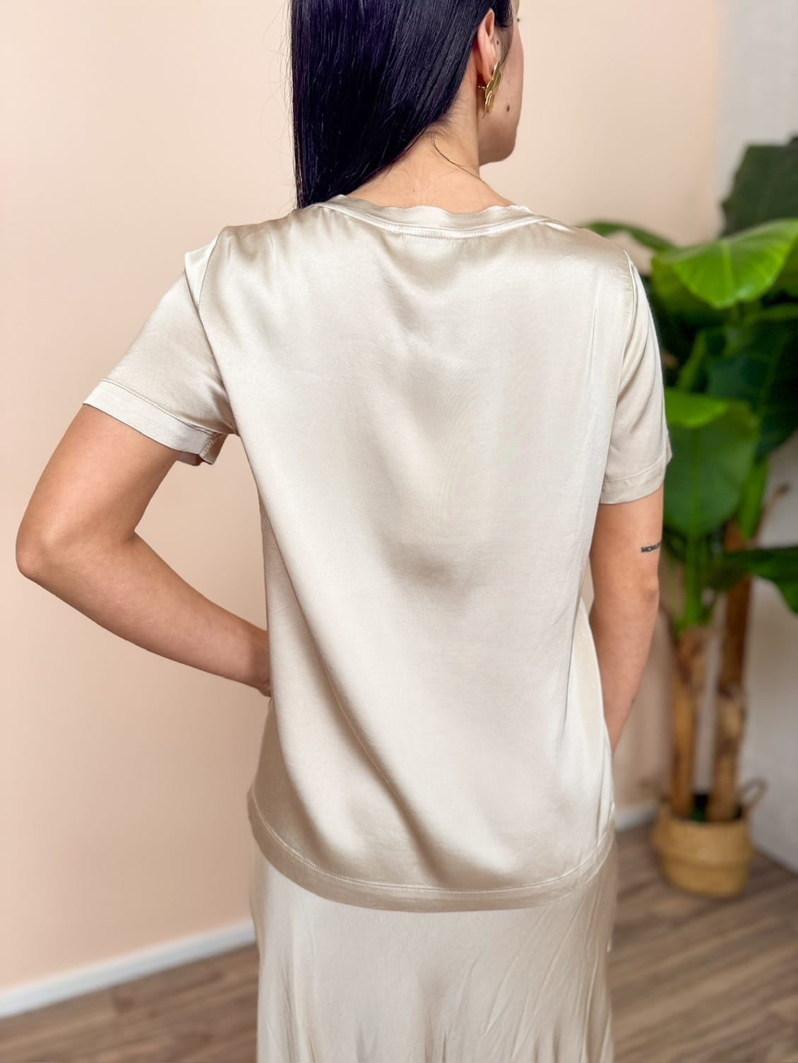 Blusa mezza manica - BEIGE
