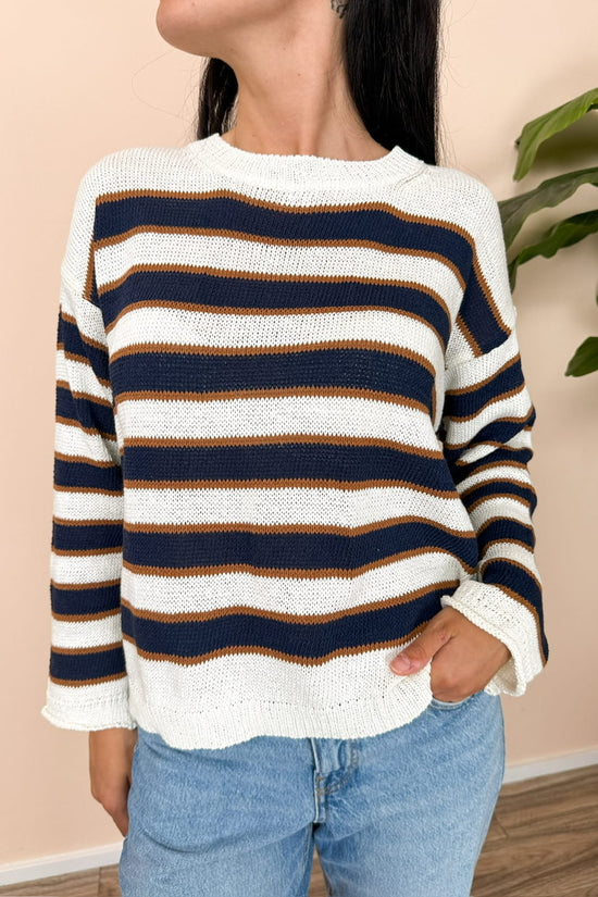 Pull cotone righe - BLU