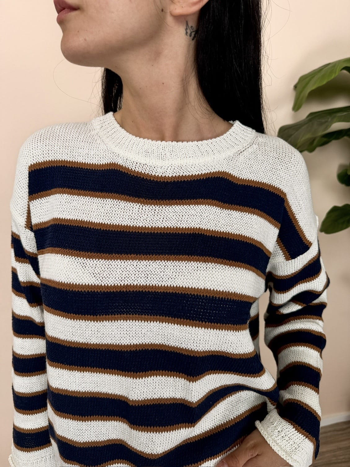 Pull cotone righe - BLU