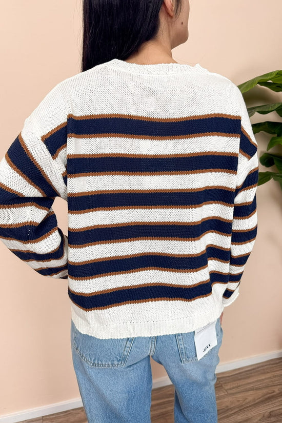 Pull cotone righe - BLU