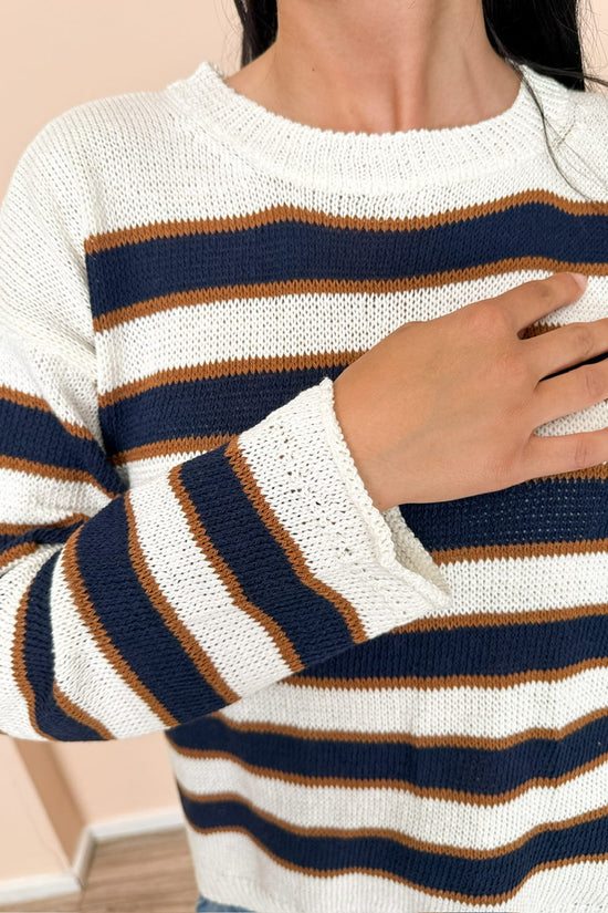 Pull cotone righe - BLU