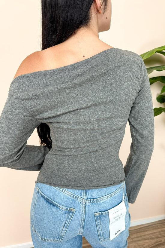 Maglia Thea collo asimmetrico - GRIGIO