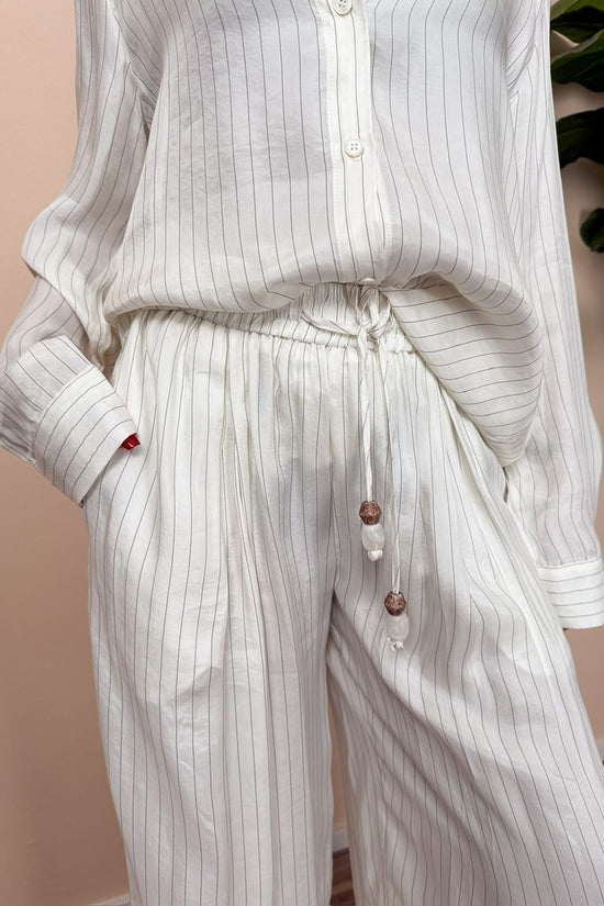Pantalone in cupro con righe - BURRO
