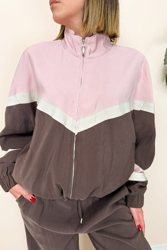Bomber fantasia in viscosa - ROSA/MARRONE