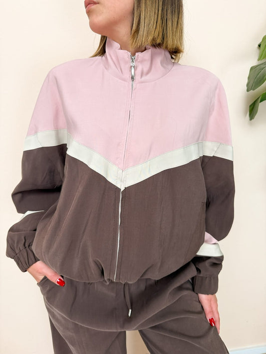 Bomber fantasia in viscosa - ROSA/MARRONE