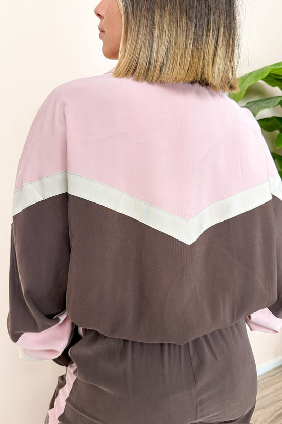Bomber fantasia in viscosa - ROSA/MARRONE