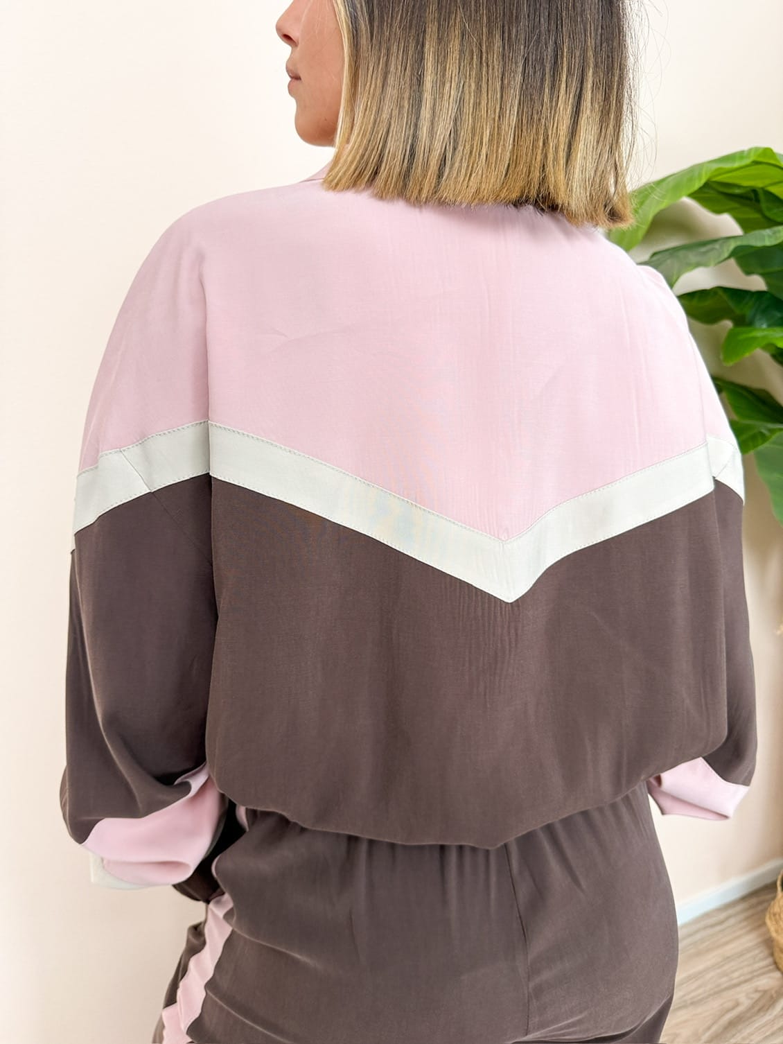 Bomber fantasia in viscosa - ROSA/MARRONE