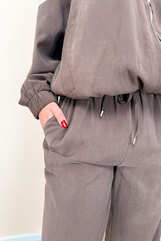 Pantalone bande in viscosa - ROSA/MARRONE