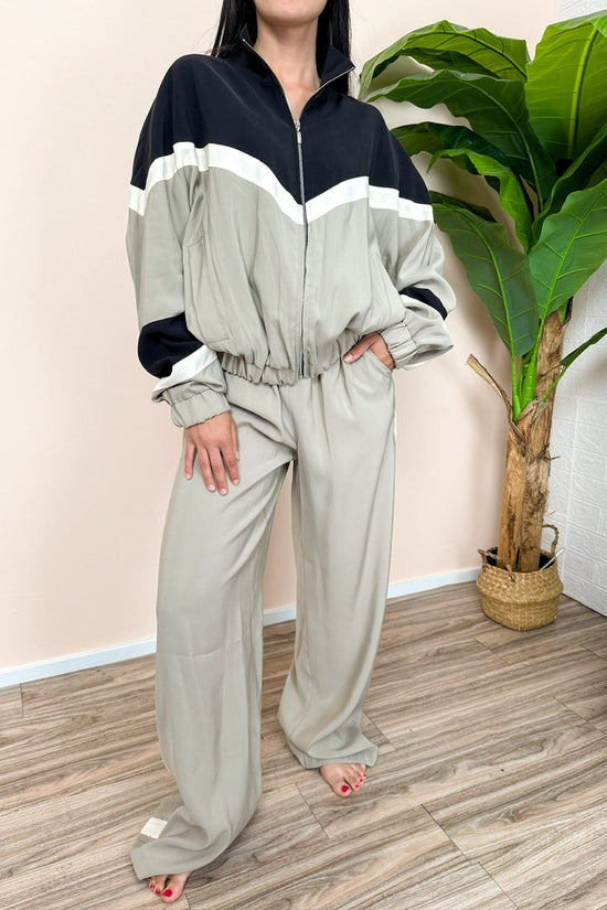 Bomber fantasia in viscosa - NERO/GRIGIO