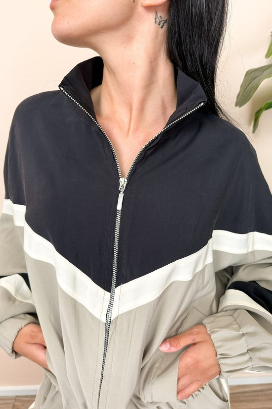 Bomber fantasia in viscosa - NERO/GRIGIO