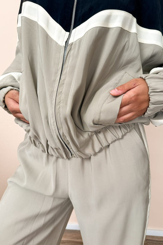 Bomber fantasia in viscosa - NERO/GRIGIO