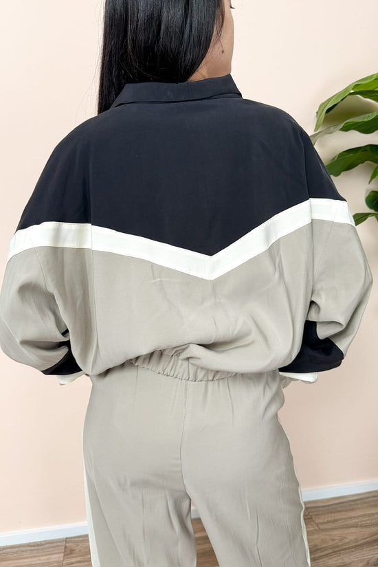 Bomber fantasia in viscosa - NERO/GRIGIO