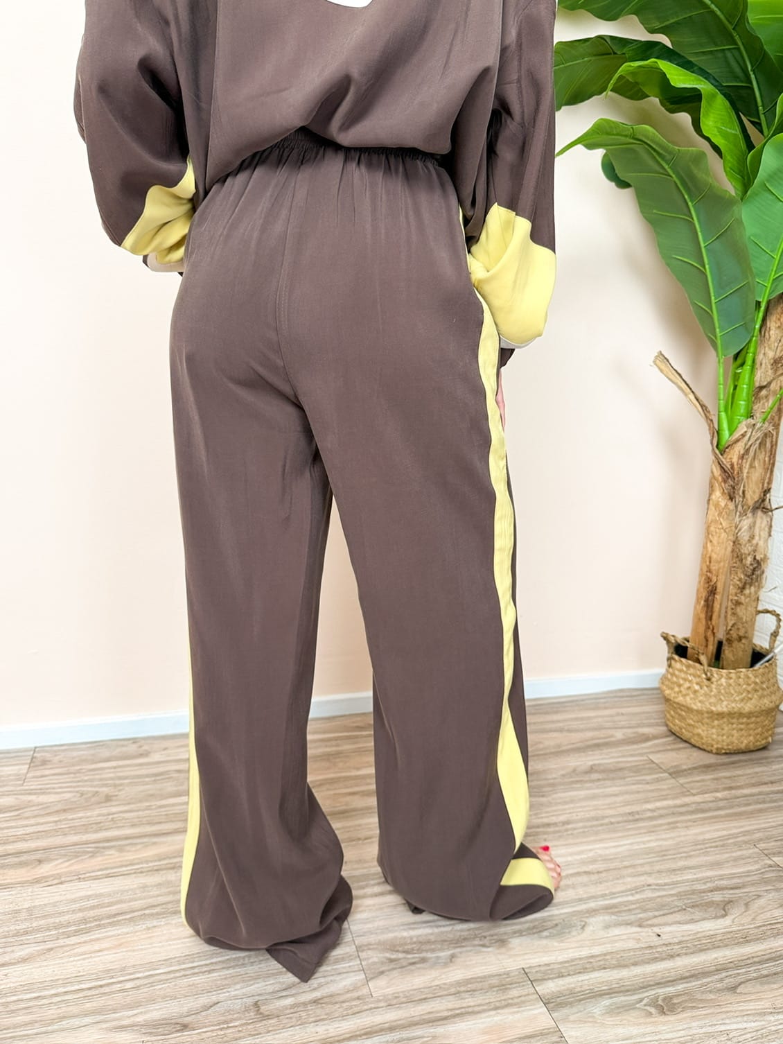 Pantalone bande in viscosa - GIALLO/MARRONE