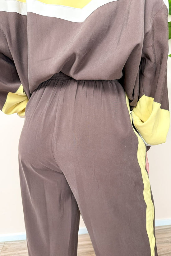Pantalone bande in viscosa - GIALLO/MARRONE