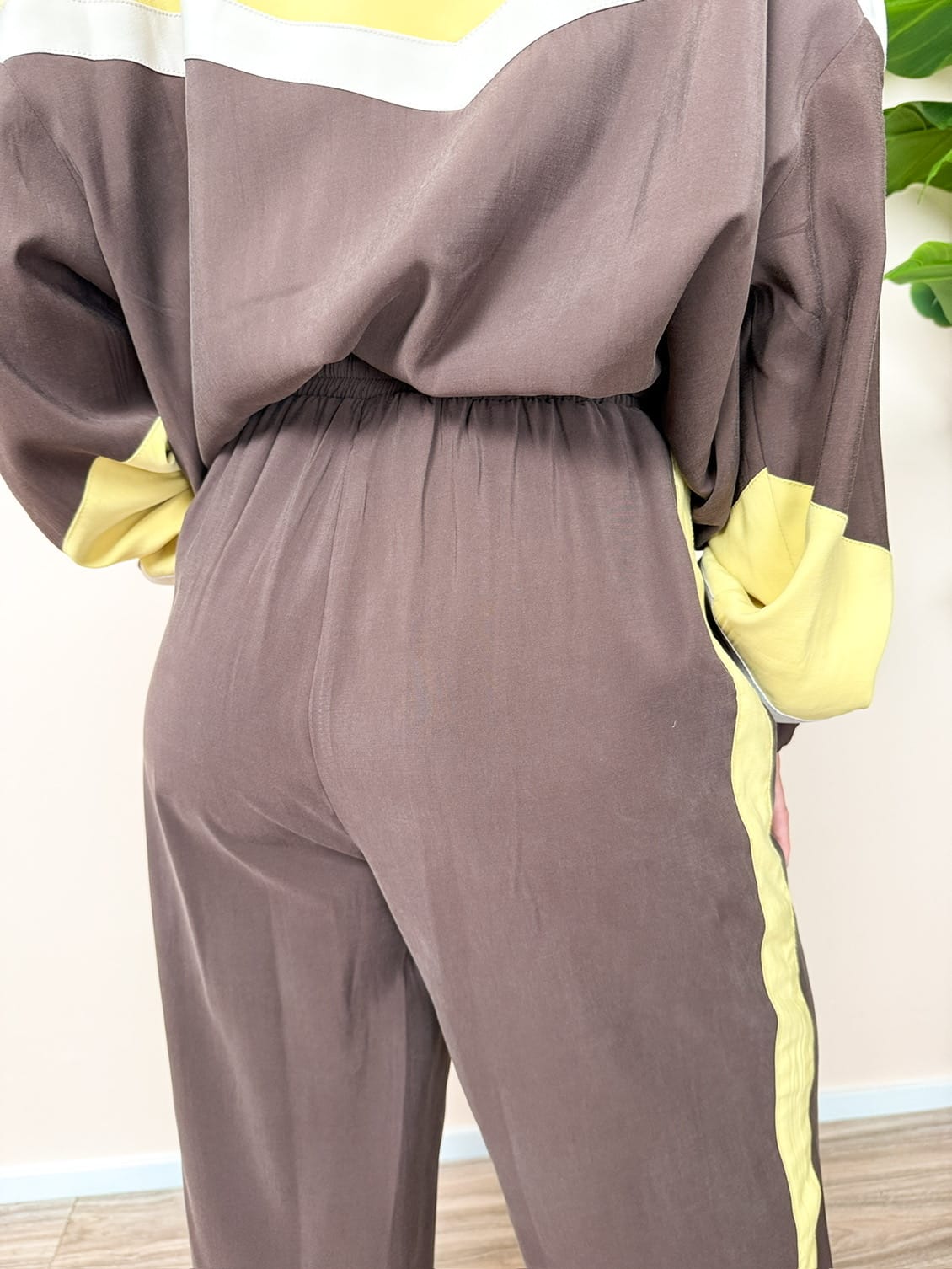 Pantalone bande in viscosa - GIALLO/MARRONE