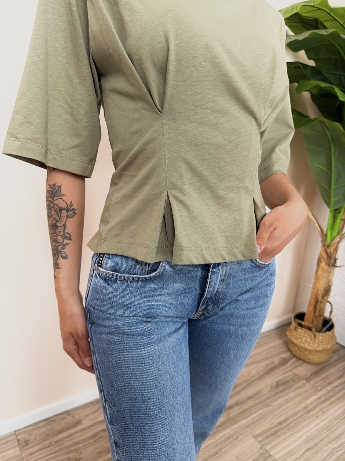 T-Shirt drappeggio - SALVIA