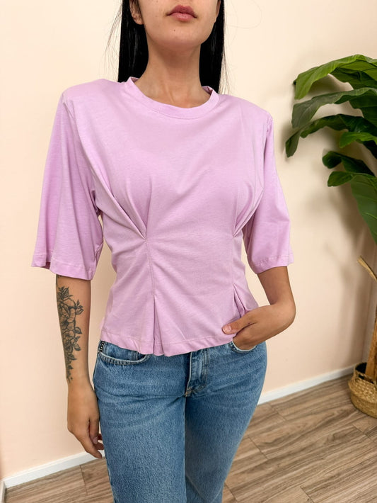 T-Shirt drappeggio - ROSA