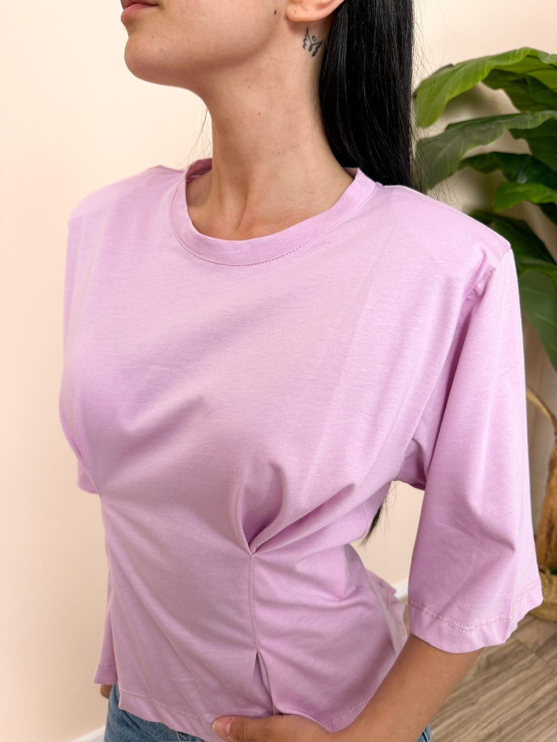 T-Shirt drappeggio - ROSA