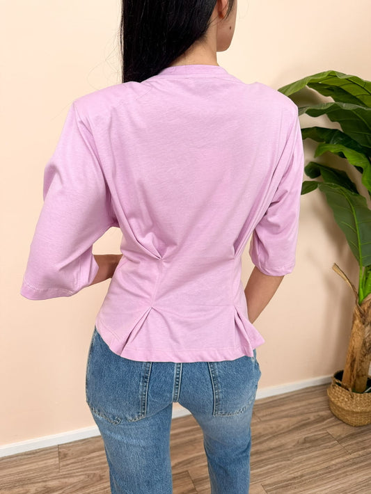 T-Shirt drappeggio - ROSA