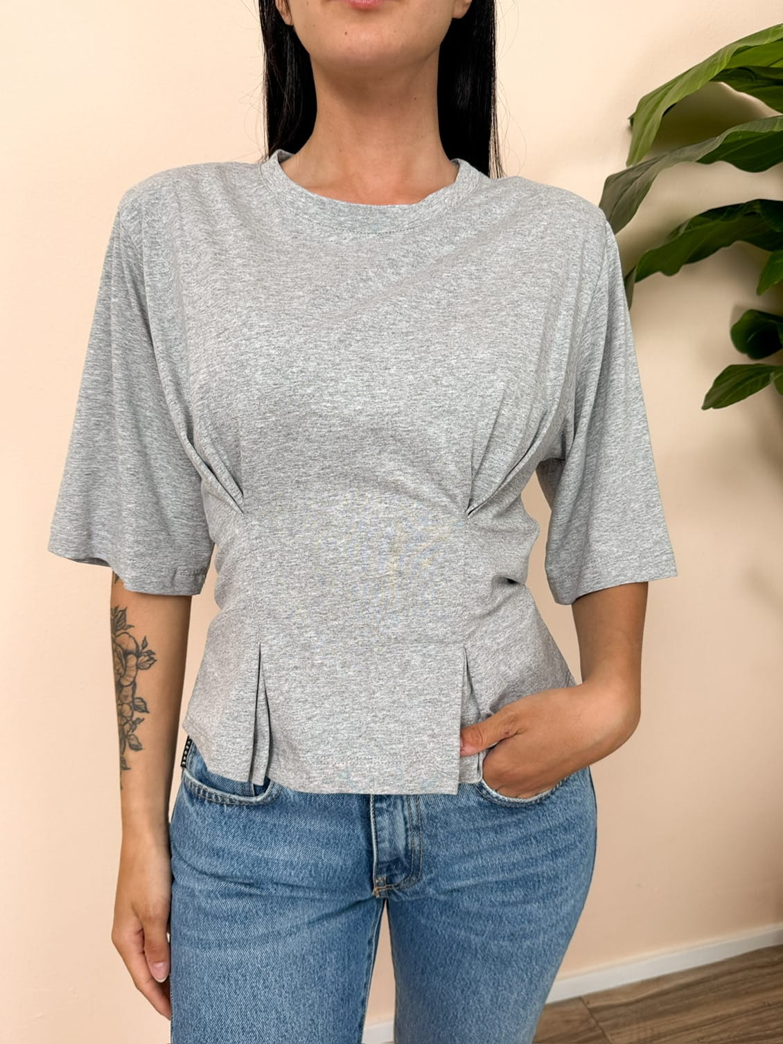 T-Shirt drappeggio - GRIGIO
