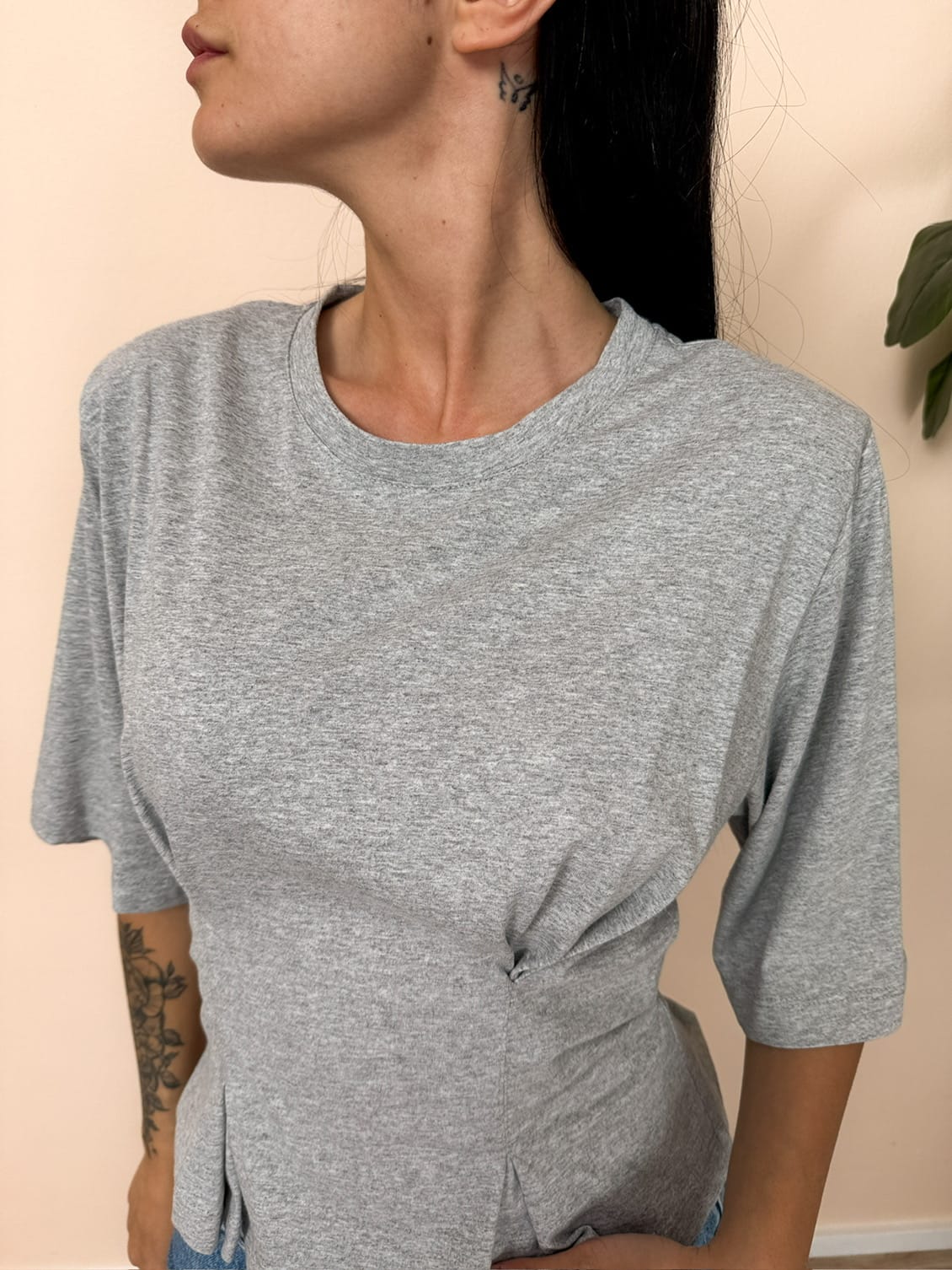 T-Shirt drappeggio - GRIGIO