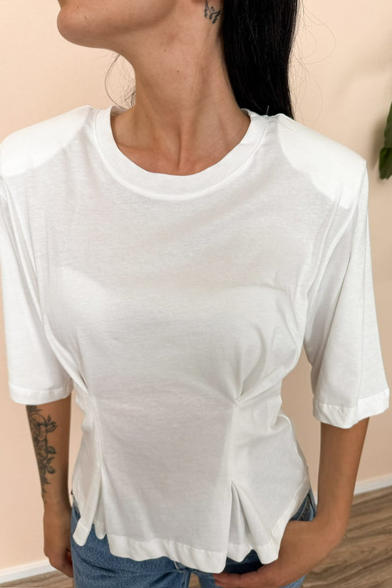 T-Shirt drappeggio - PANNA