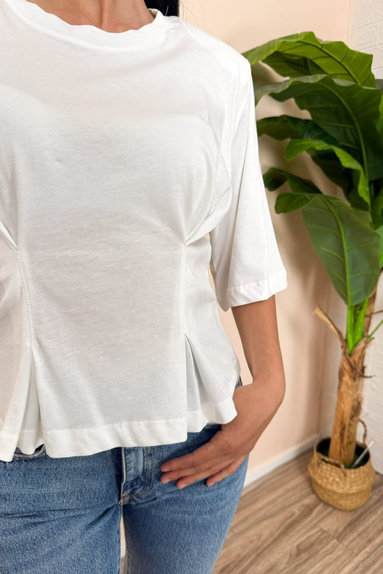 T-Shirt drappeggio - PANNA