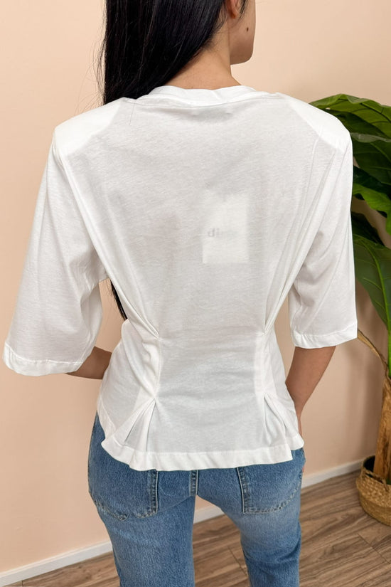 T-Shirt drappeggio - PANNA