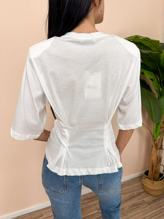 T-Shirt drappeggio - PANNA