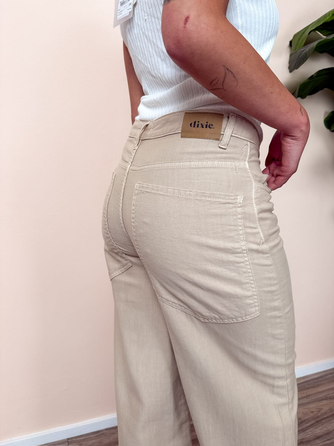 Pantalone palazzo in cotone - SABBIA