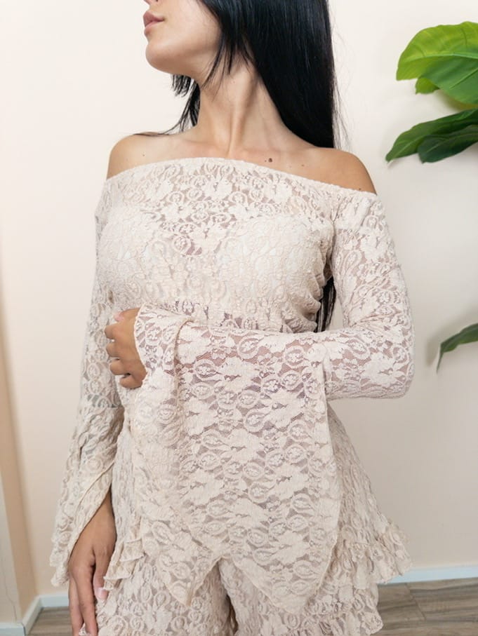 Mglia collo shiffer in pizzo - NUDE
