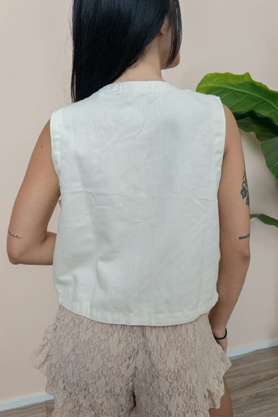 Gilet con ricamo - LATTE