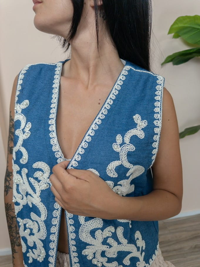 Gilet con ricamo - JEANS