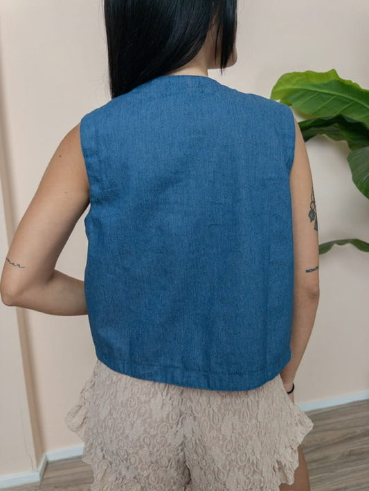 Gilet con ricamo - JEANS