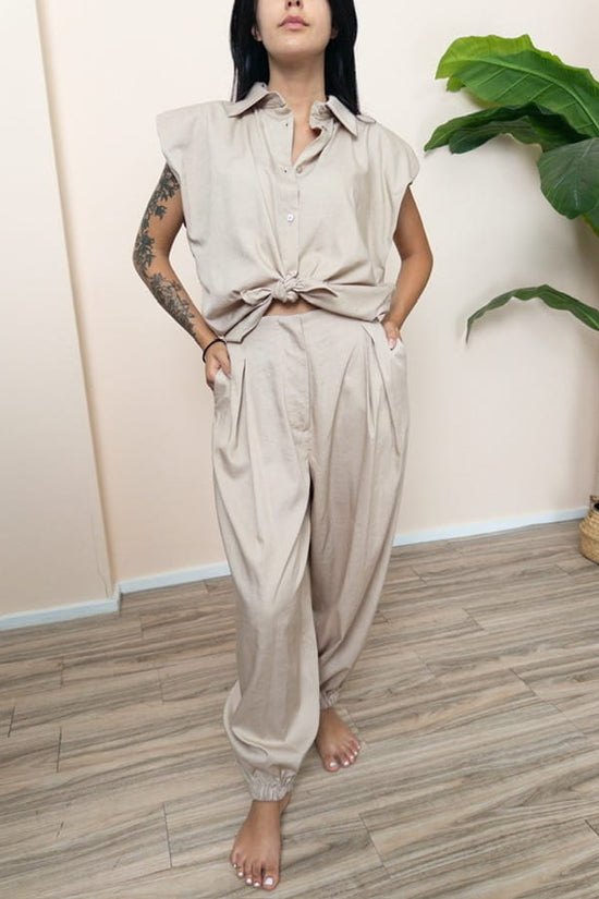 Camicia spalline - BEIGE