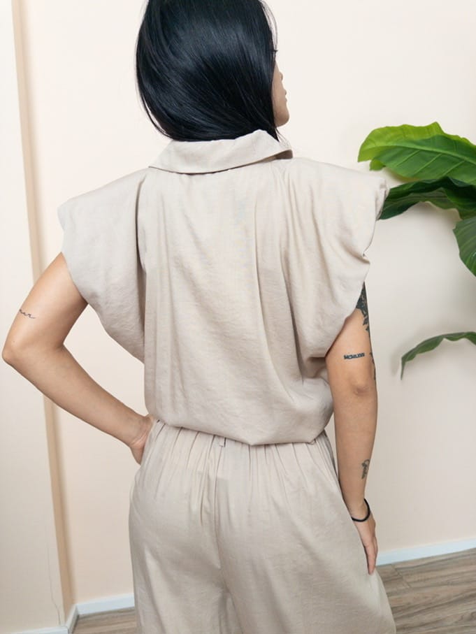 Camicia spalline - BEIGE