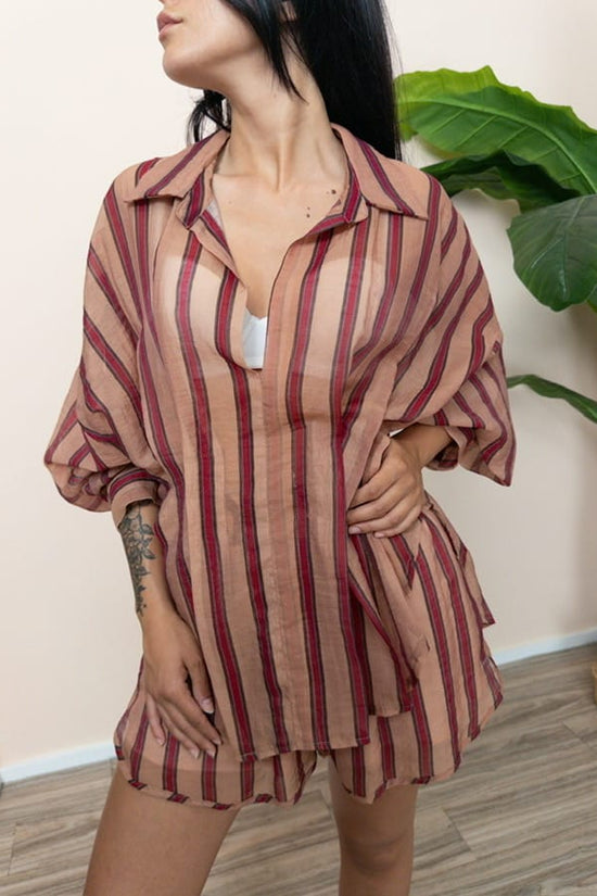 Camicia pieghe - CAMMELLO