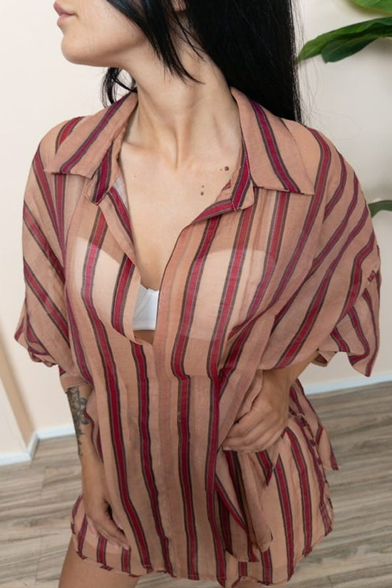 Camicia pieghe - CAMMELLO