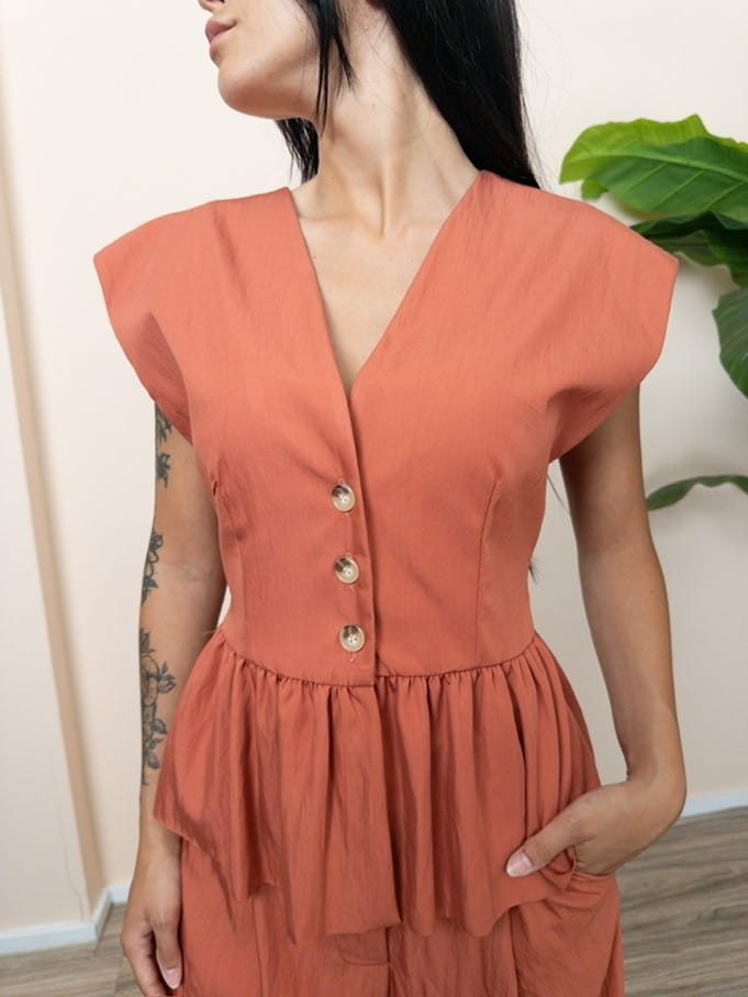 Gilet in viscosa - MATTONE