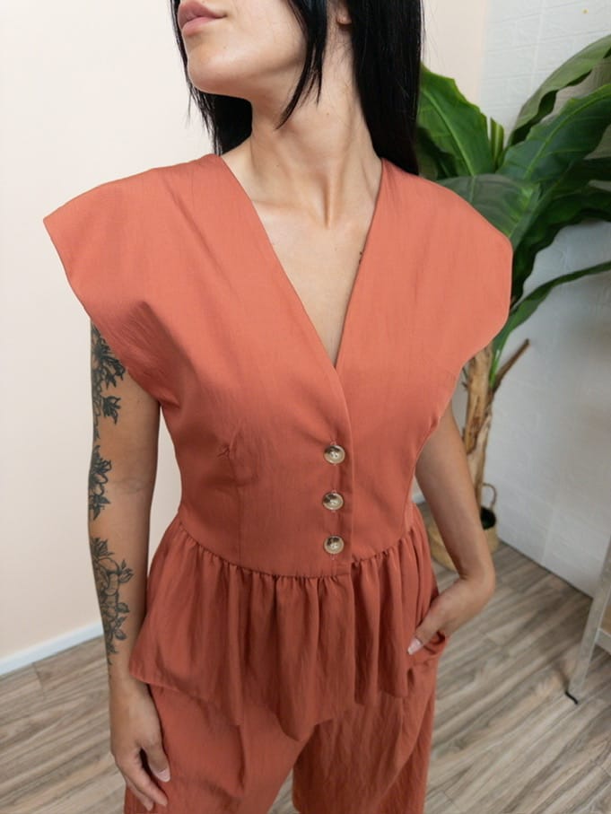 Gilet in viscosa - MATTONE