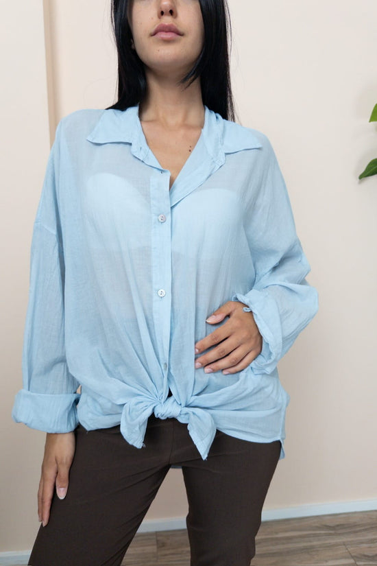 Camicia in mussola - CELESTE